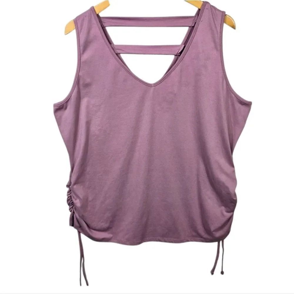 M. Fasis Womens Purple V-neck Ladder Back Cutout Stretch Tank Top Shirt Size 3x